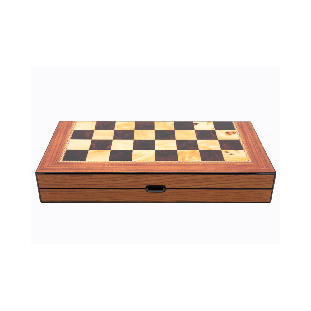 Dal Rossi Italy Walnut Shiny Finish Folding Chess Set 16″ 2
