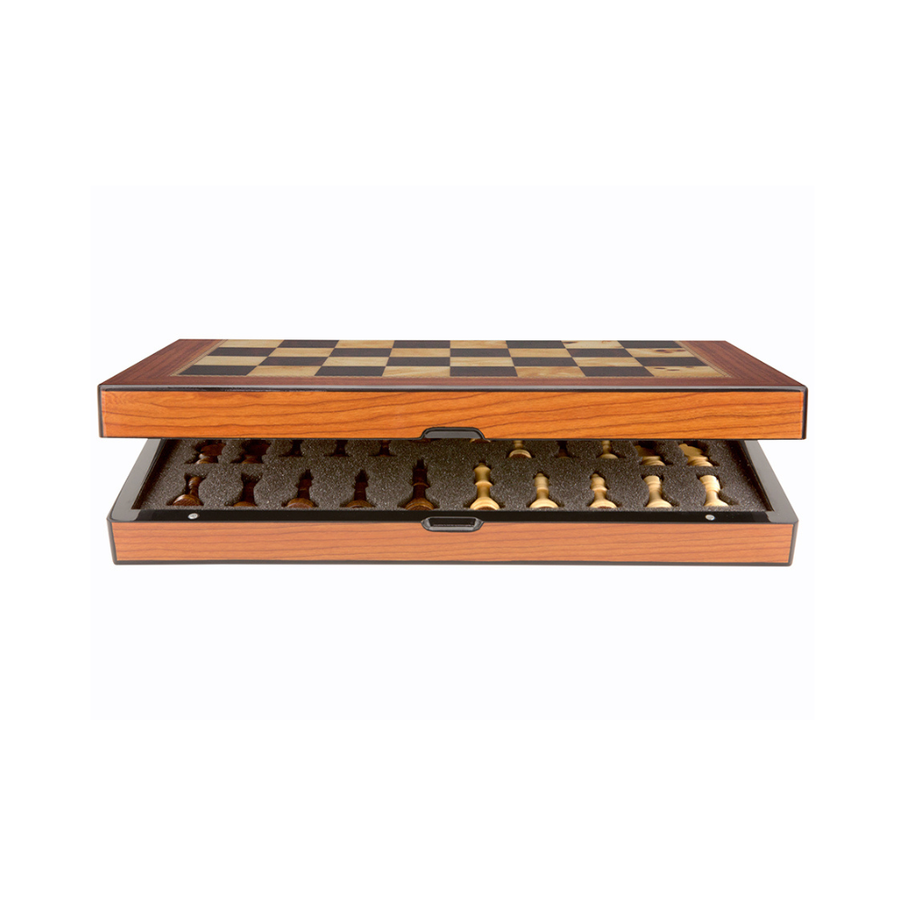 Dal Rossi Italy Walnut Shiny Finish Folding Chess Set 16″ 3