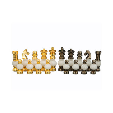 Dal Rossi Italy White Stone and Gold Chessmen (100mm)