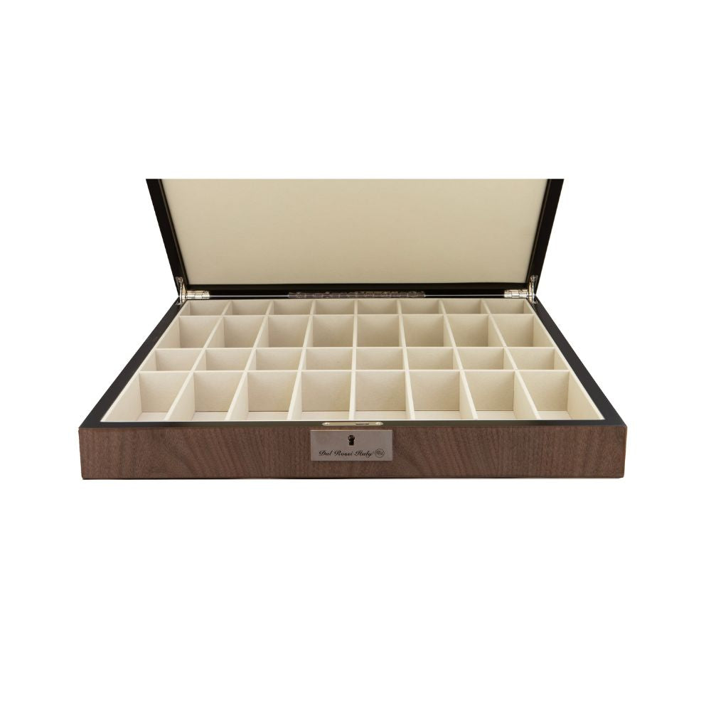 Dal Rossi Italy “Renaissance” Chessmen on a Walnut Inlaid Chess Box with Compartments 20" 5
