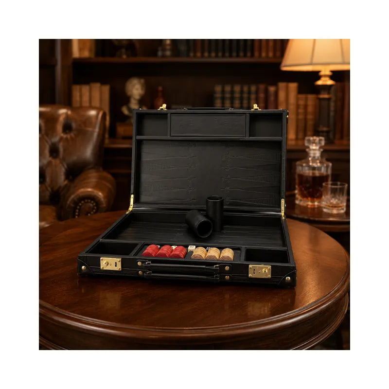 Dal Rossi Obsidian Black 45cm Backgammon Set