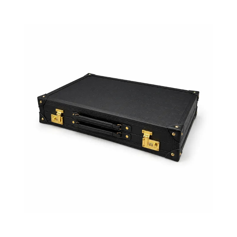 Dal Rossi Obsidian Black PU Leather 38cm Backgammon Set