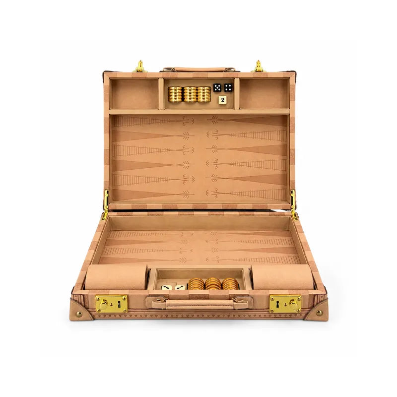 Dal Rossi Sandstone PU Leather 38cm Backgammon Set