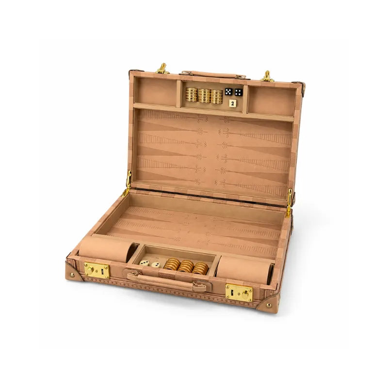 Dal Rossi Sandstone PU Leather 38cm Backgammon Set