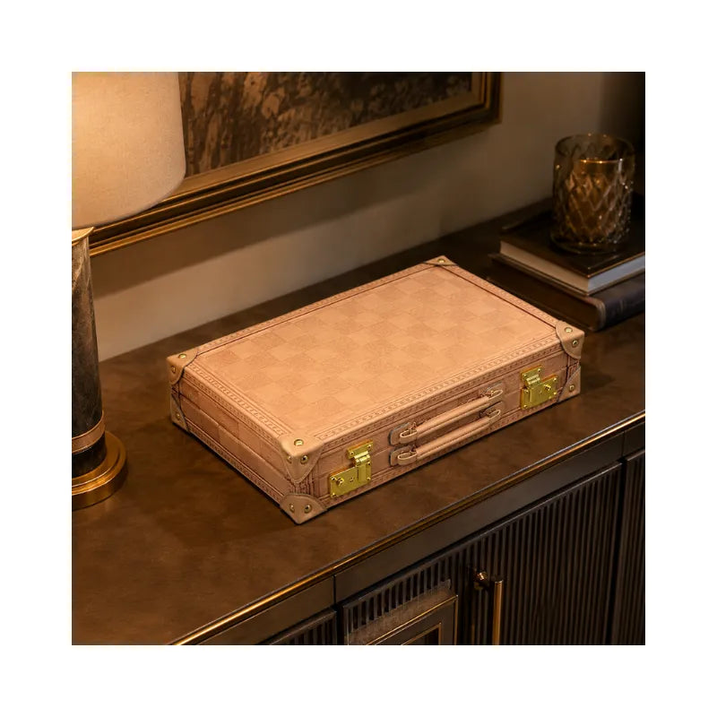 Dal Rossi Sandstone PU Leather 38cm Backgammon Set