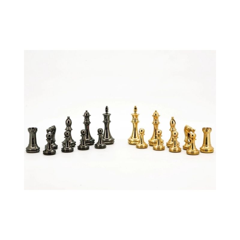 Dal Rossi Staunton Brass Chess Pieces On 50cm Mahogany Maple Chess Board