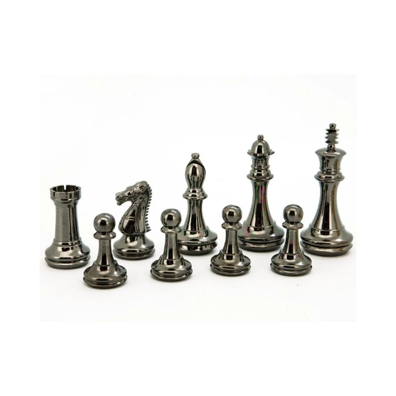 Dal Rossi Staunton Brass Chess Pieces On 45cm Brown And White PU Leather Chess Board With Compartments