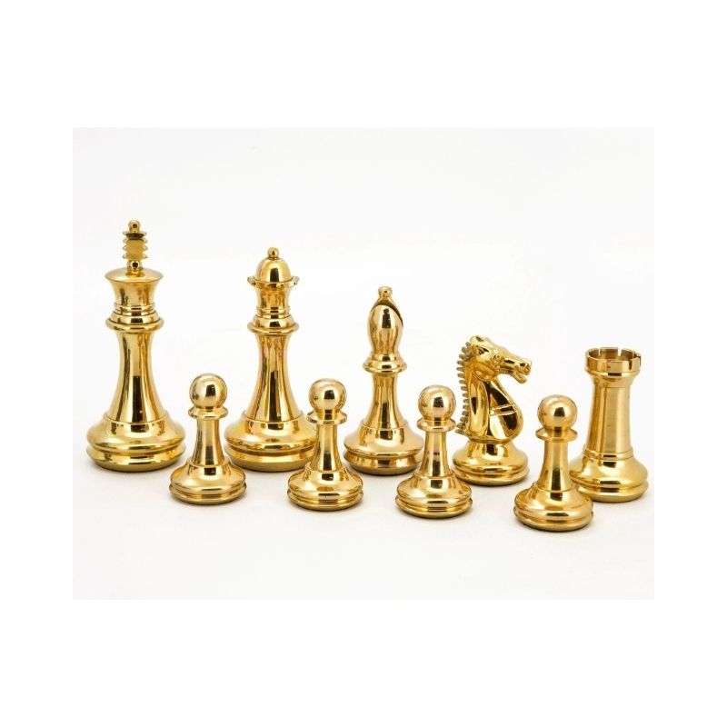 Dal Rossi Staunton Brass Chess Pieces On 45cm Black And White PU Leather Chess Board With Compartments