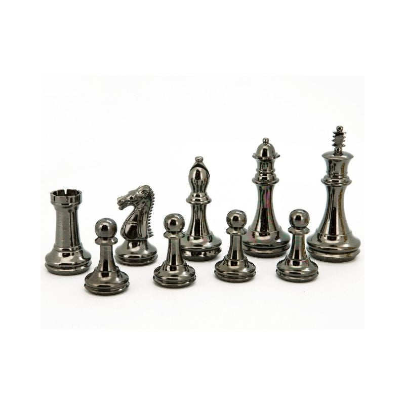 Dal Rossi Staunton Brass Chess Pieces On 50cm Mosaic Chess Board With Compartments
