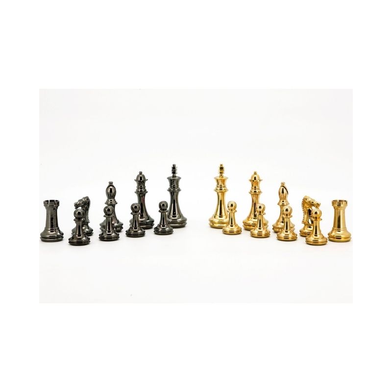 Dal Rossi Staunton Brass Chess Pieces On 50cm Mahogany Finish Chess Board With Compartments