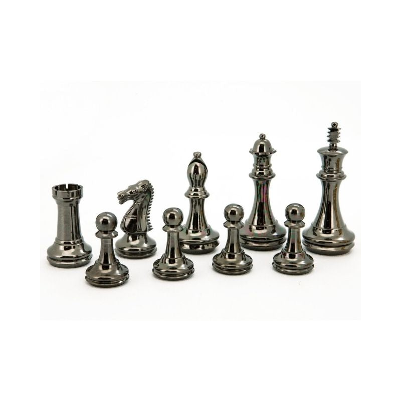 Dal Rossi Staunton Brass Chess Pieces On 50cm Mahogany Finish Chess Board With Compartments