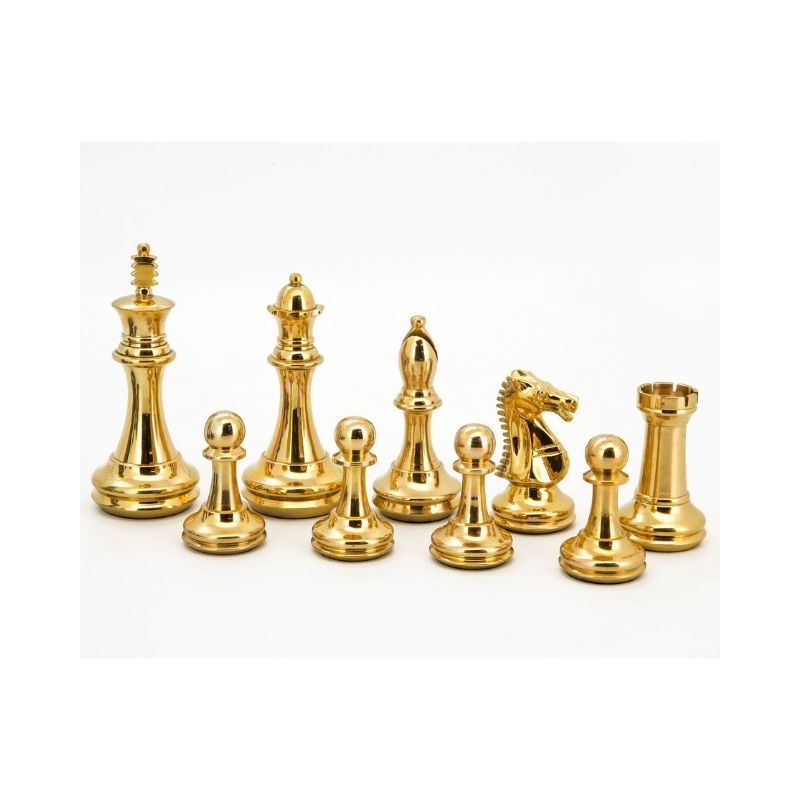 Dal Rossi Staunton Brass Chess Pieces On 50cm Mahogany Finish Chess Board With Compartments