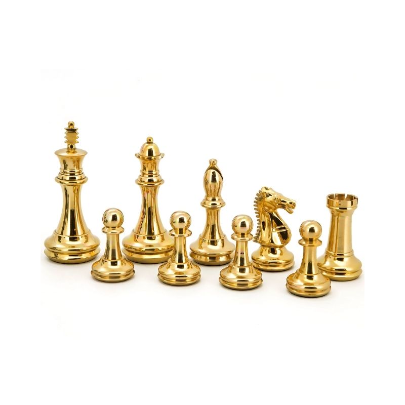 Dal Rossi Staunton Brass Chess Pieces On 50cm Walnut Finish Chess Board With Compartments