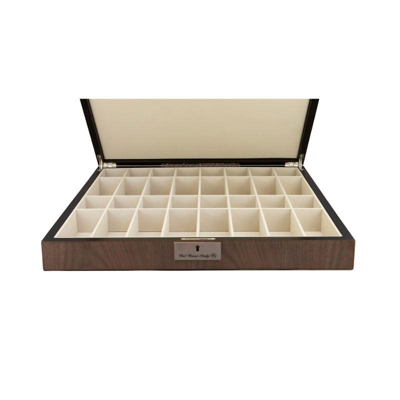 Dal Rossi White Stone And Gold Chess Pieces On 50cm Walnut Inlaid Chess Board With Compartments