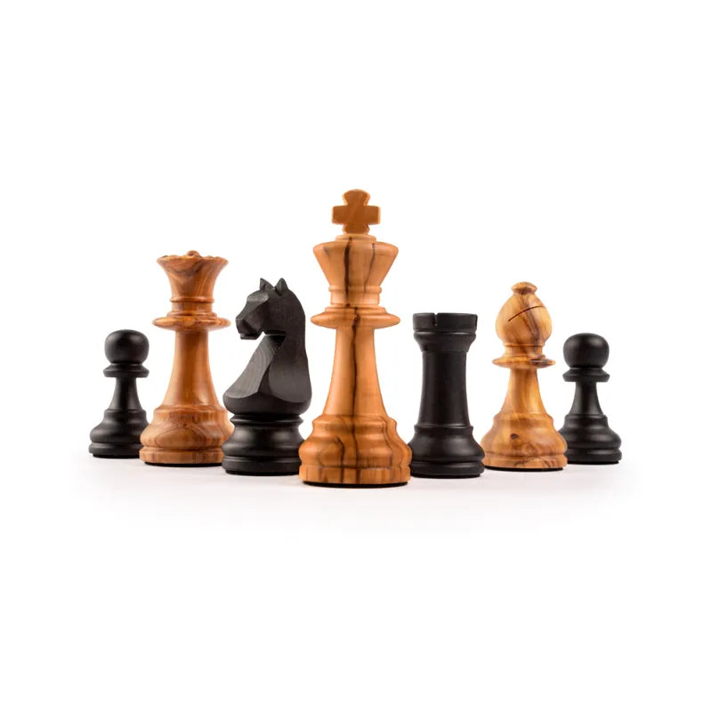 Ferrer Black Matte Olive Staunton Chess Pieces