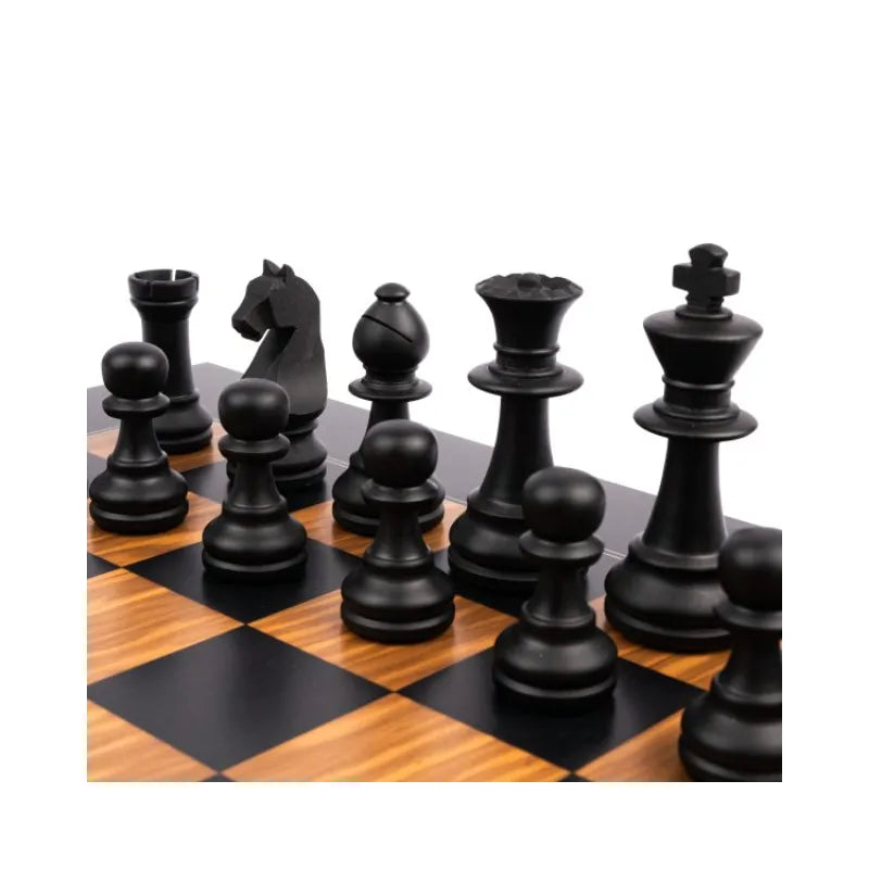 Ferrer Black Matte Olive Staunton Chess Pieces