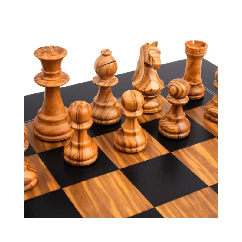 Ferrer Black Matte Olive Staunton Chess Pieces