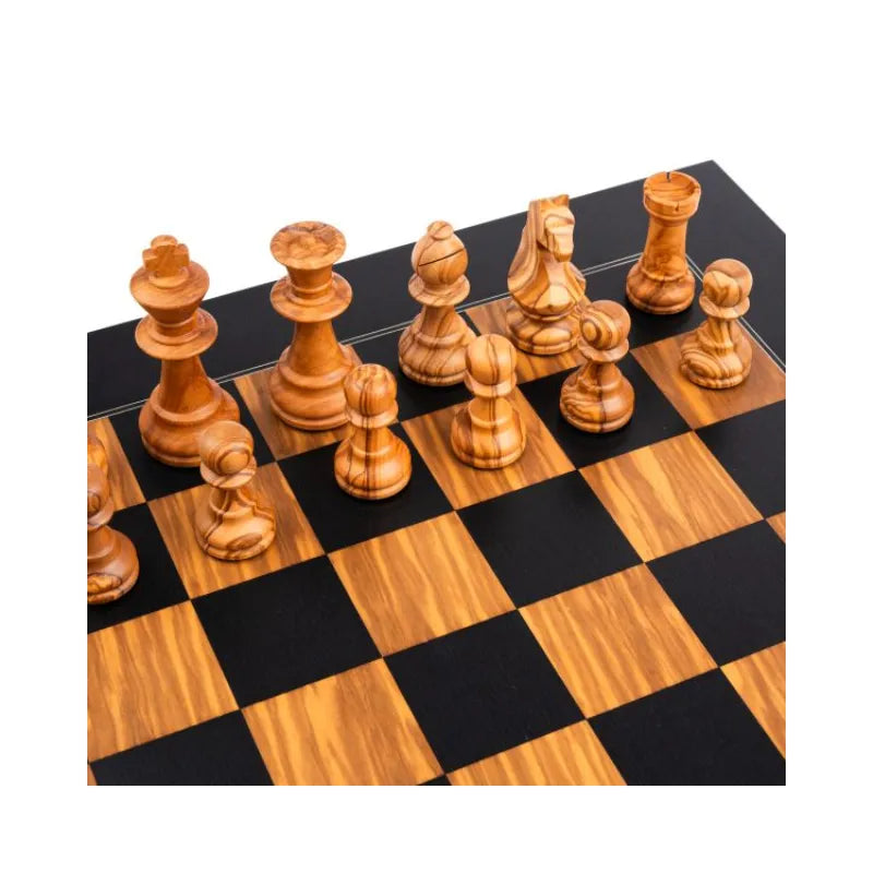 Ferrer Black Matte Olive Staunton Chess Pieces
