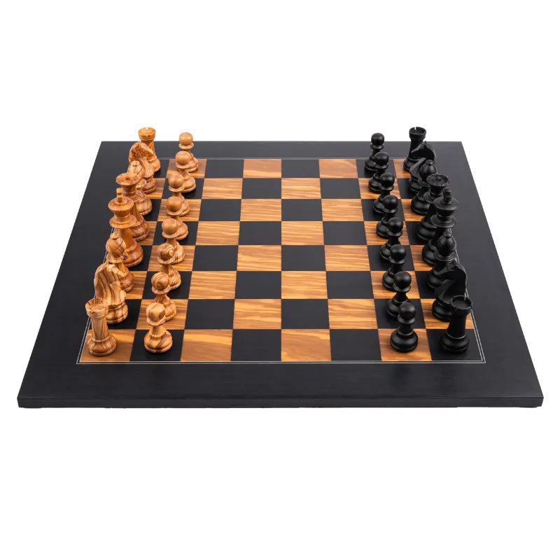 Ferrer Black Olive Deluxe Staunton Chess Set