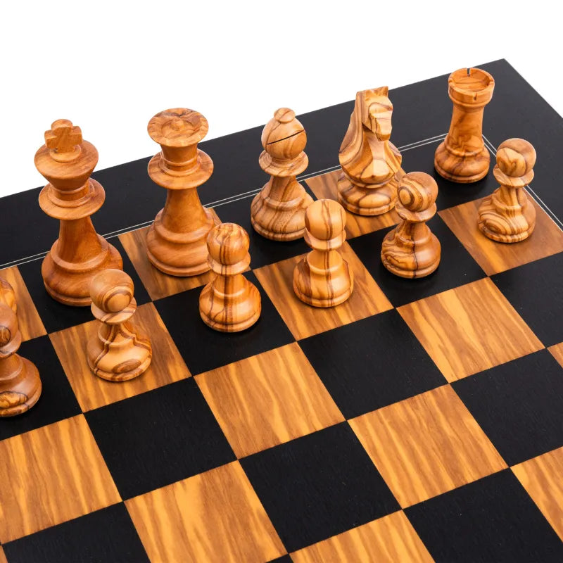 Ferrer Black Olive Deluxe Staunton Chess Set