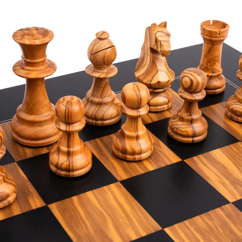 Ferrer Black Olive Deluxe Staunton Chess Set