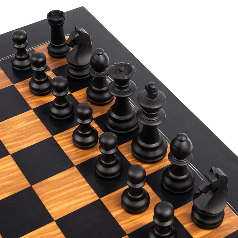 Ferrer Black Olive Deluxe Staunton Chess Set