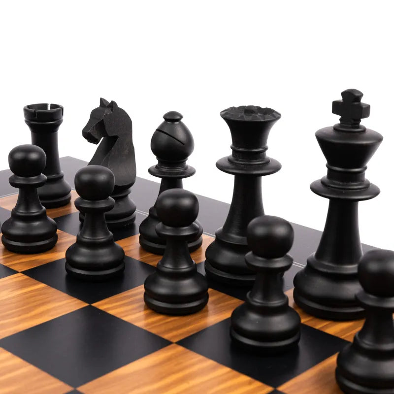 Ferrer Black Olive Deluxe Staunton Chess Set