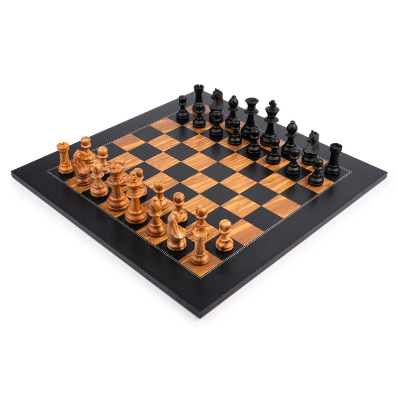 Ferrer Black Olive Deluxe Staunton Chess Set