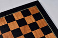 Golden brown wood grain MDF tournament chess board, green velvet underside