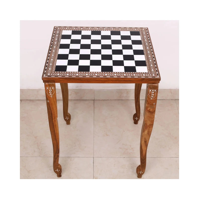 Golden Rosewood & Acrylic Ivory 53cm Chess Table
