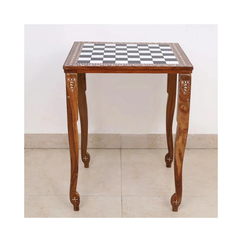 Golden Rosewood & Acrylic Ivory 53cm Chess Table