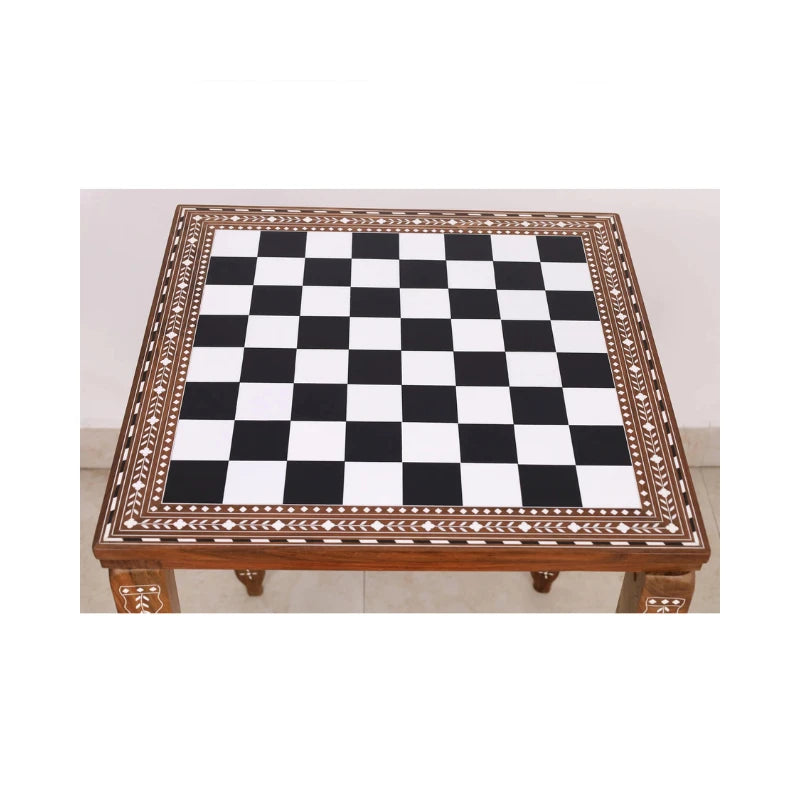 Golden Rosewood & Acrylic Ivory 53cm Chess Table