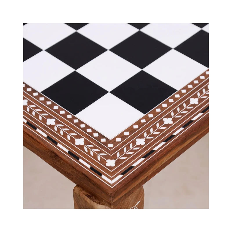 Golden Rosewood & Acrylic Ivory 53cm Chess Table