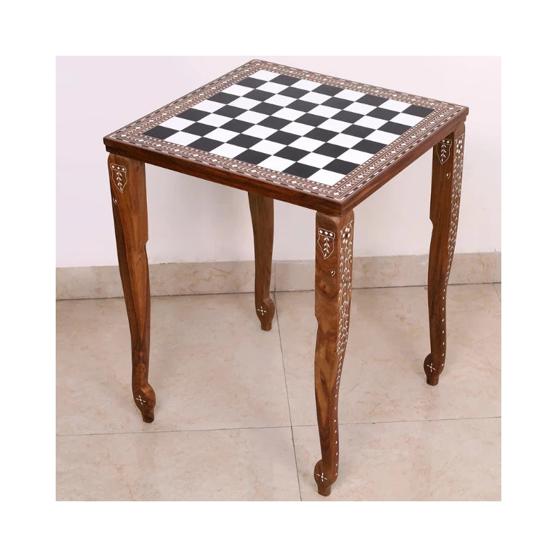Golden Rosewood & Acrylic Ivory 53cm Chess Table