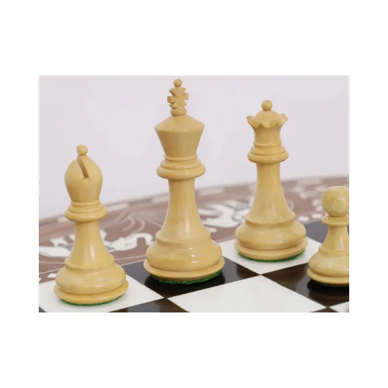 Golden Rosewood & Acrylic Ivory 61cm Chess Table & Pieces Bundle