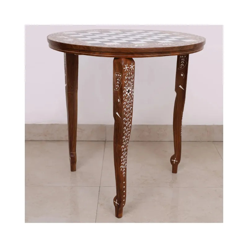 Golden Rosewood & Acrylic Ivory 61cm Chess Table & Pieces Bundle