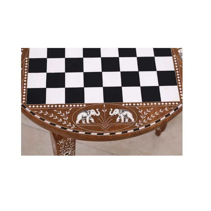 Golden Rosewood & Acrylic Ivory 61cm Chess Table & Pieces Bundle