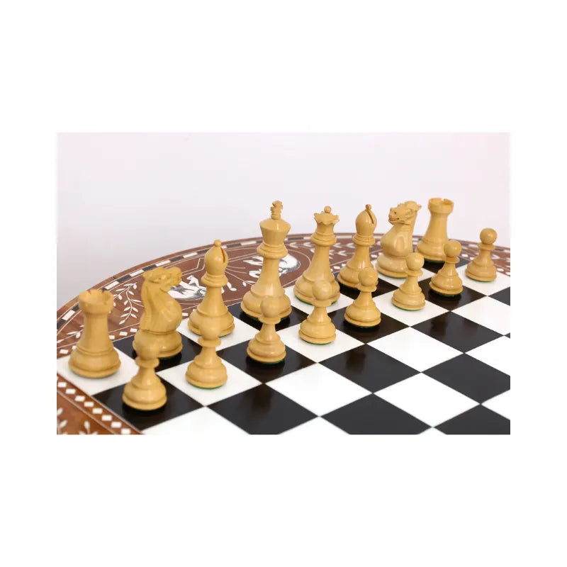 Golden Rosewood & Acrylic Ivory 61cm Chess Table & Pieces Bundle