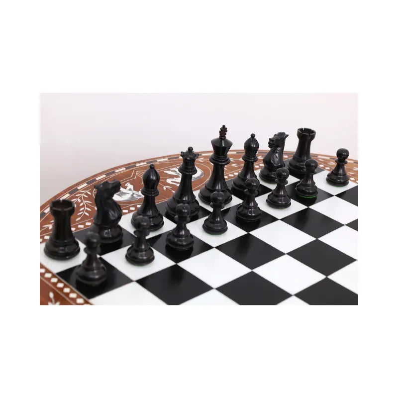 Golden Rosewood & Acrylic Ivory 61cm Chess Table & Pieces Bundle