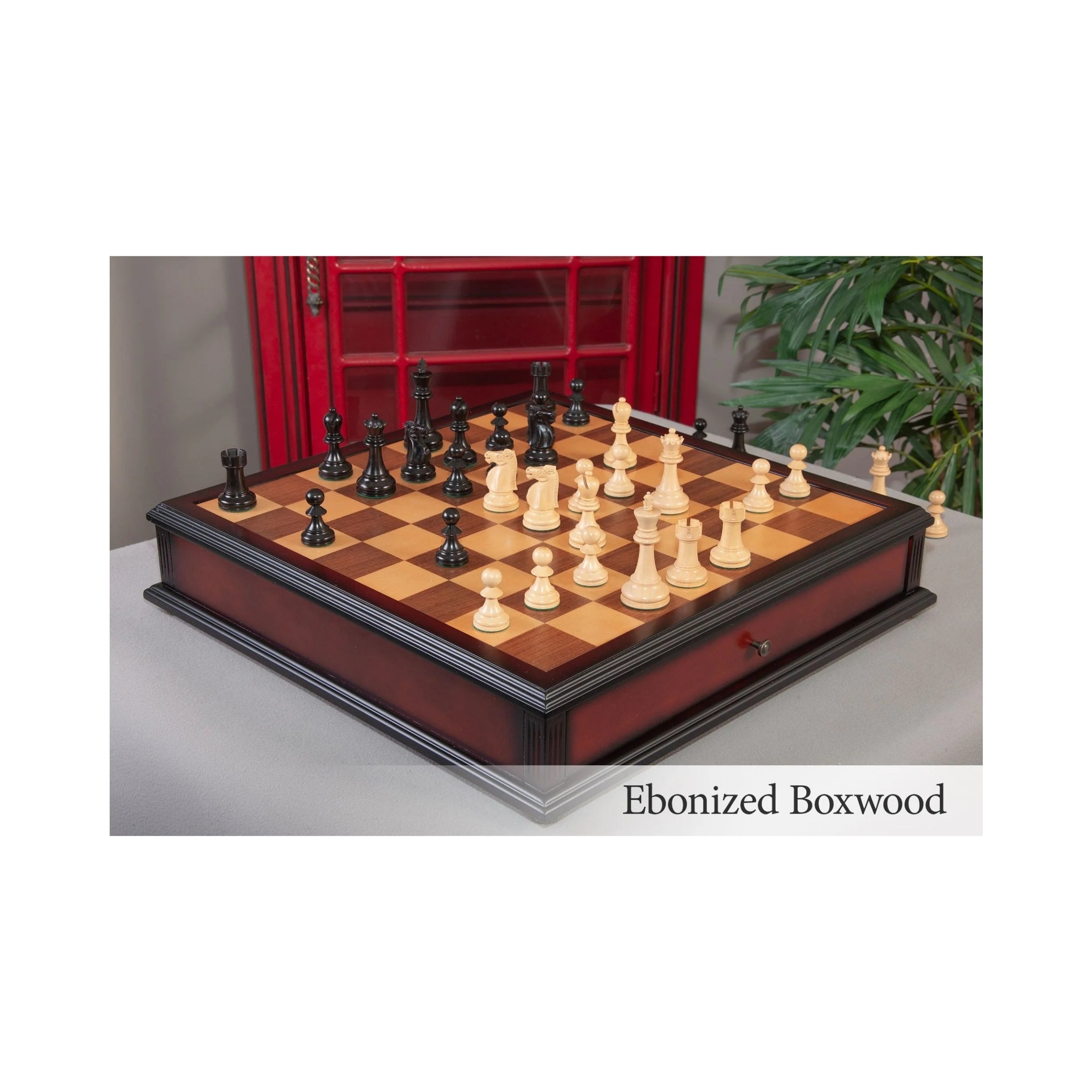House Of Staunton Reykjavik II Series Tournament Chess Set and Tiroir Combination