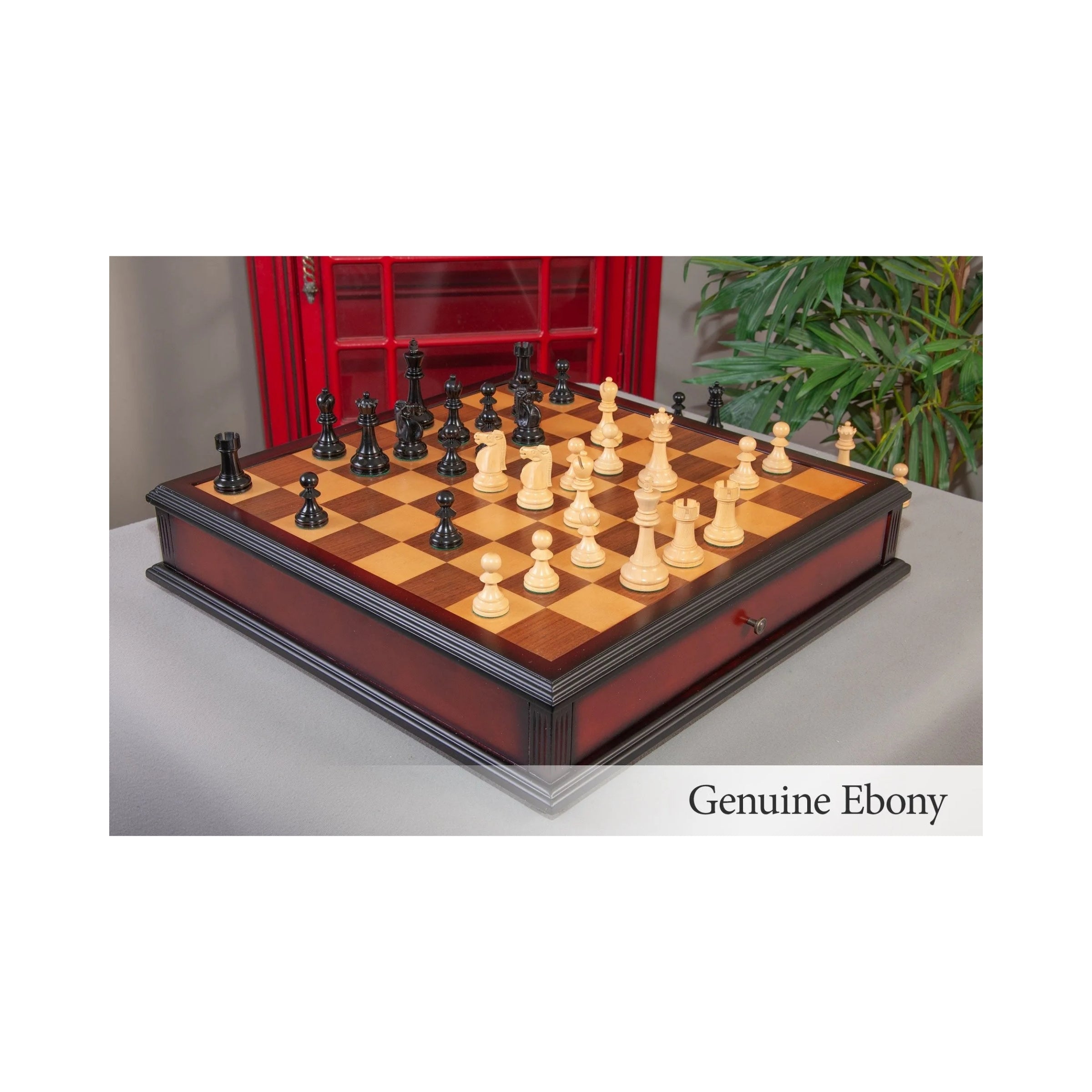 House Of Staunton Reykjavik II Series Tournament Chess Set and Tiroir Combination