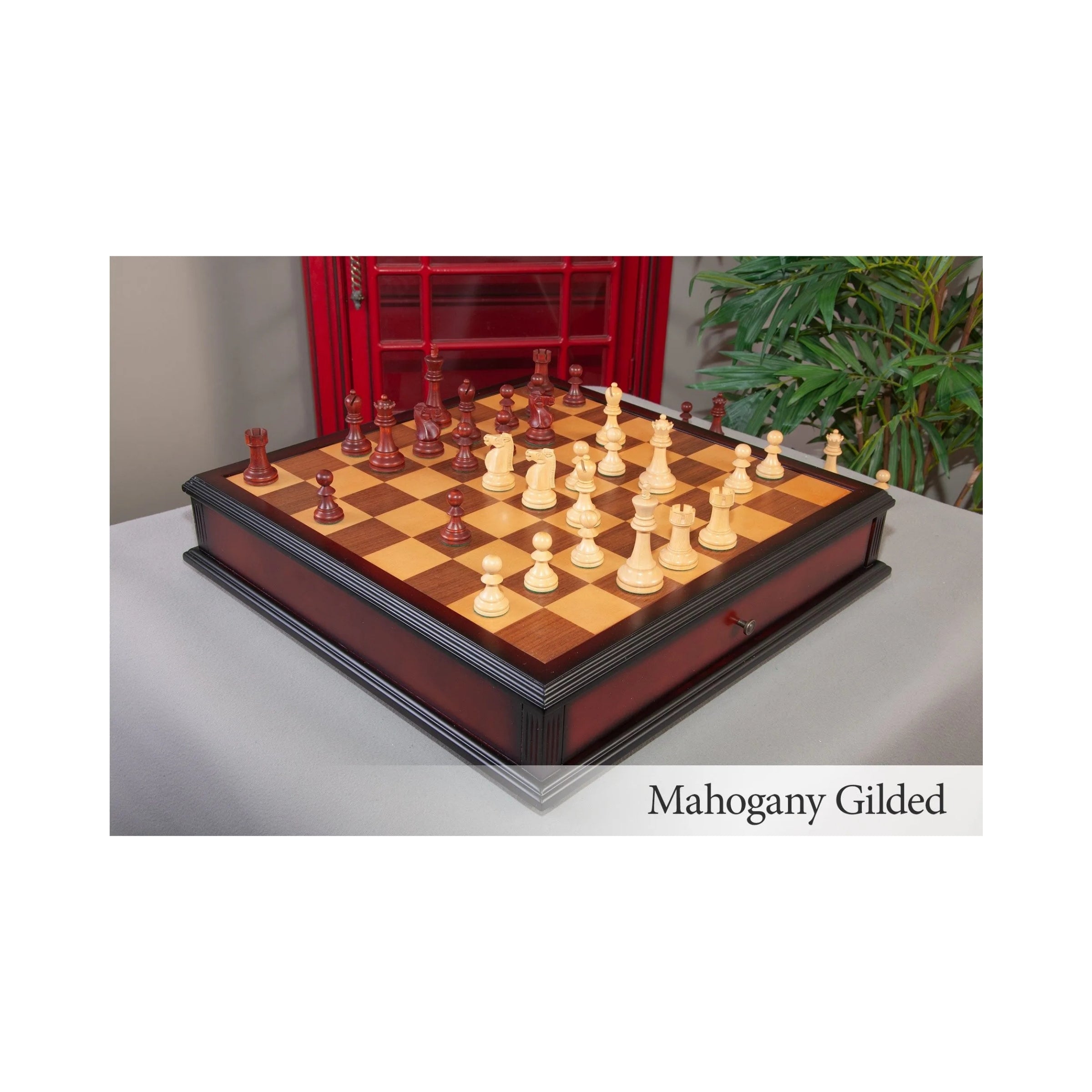 House Of Staunton Reykjavik II Series Tournament Chess Set and Tiroir Combination