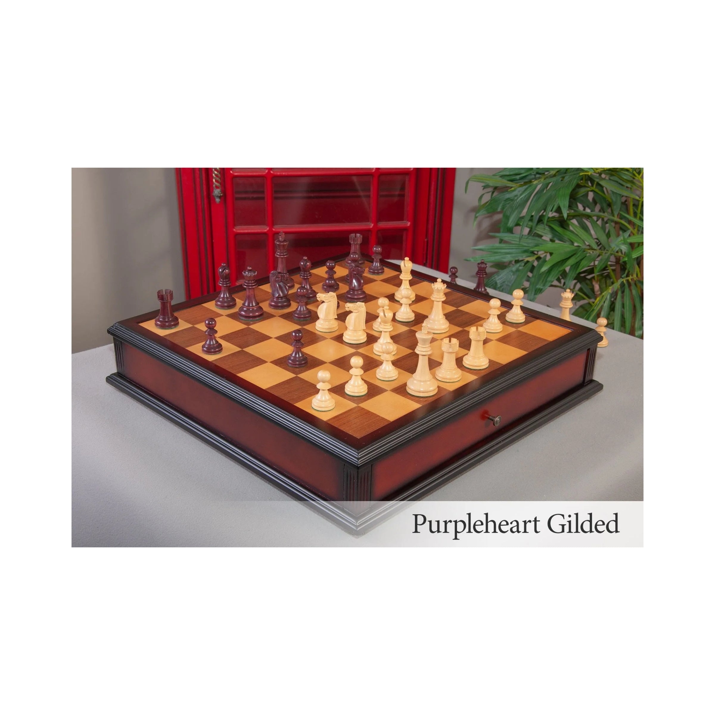 House Of Staunton Reykjavik II Series Tournament Chess Set and Tiroir Combination