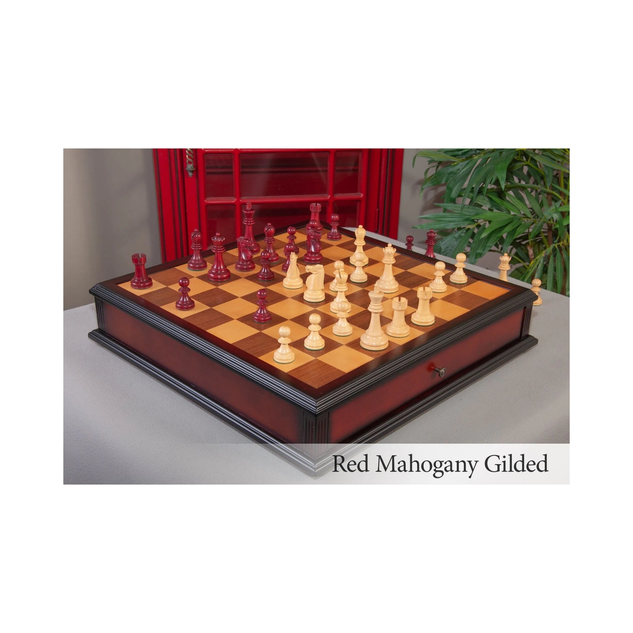 House Of Staunton Reykjavik II Series Tournament Chess Set and Tiroir Combination