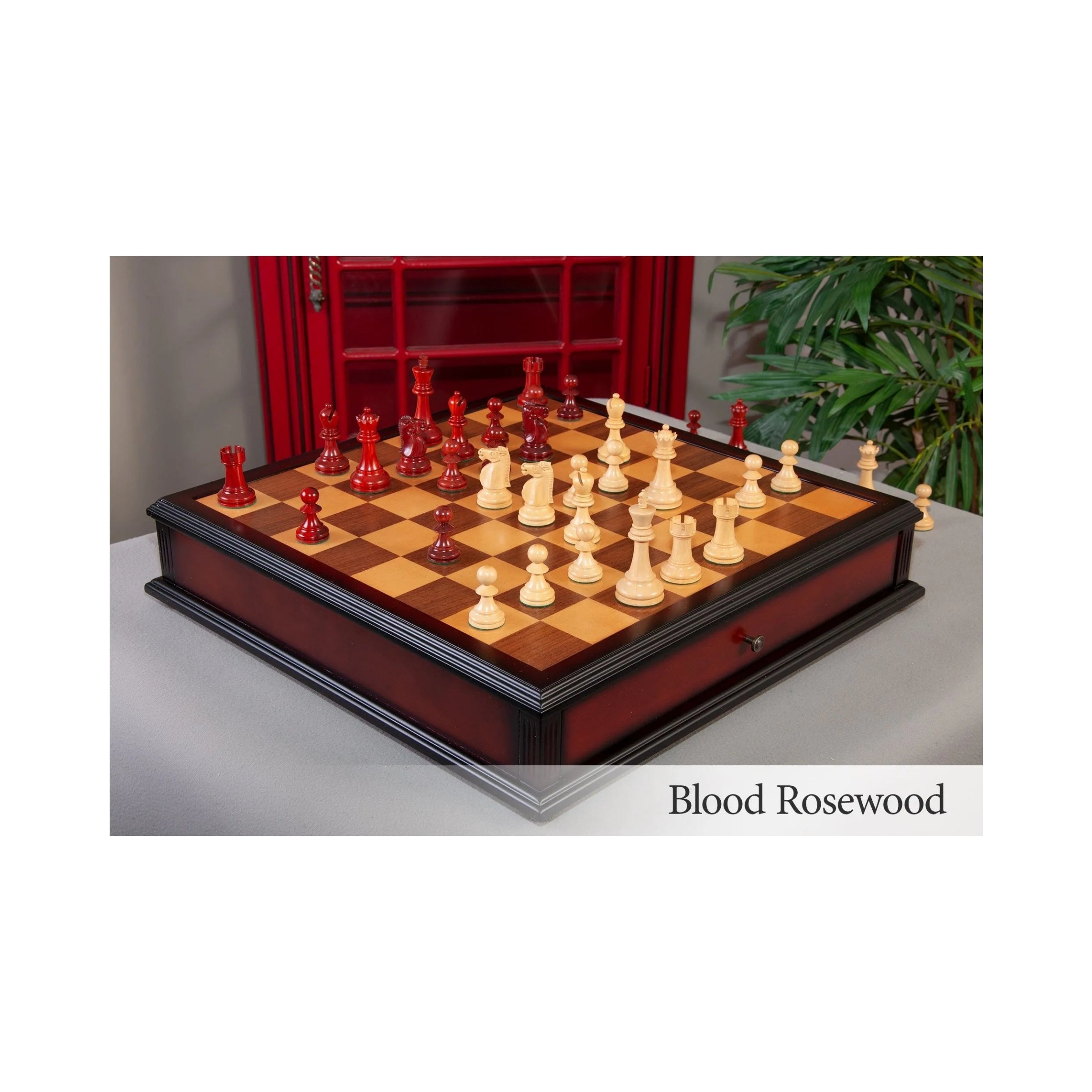 House Of Staunton Reykjavik II Series Tournament Chess Set and Tiroir Combination