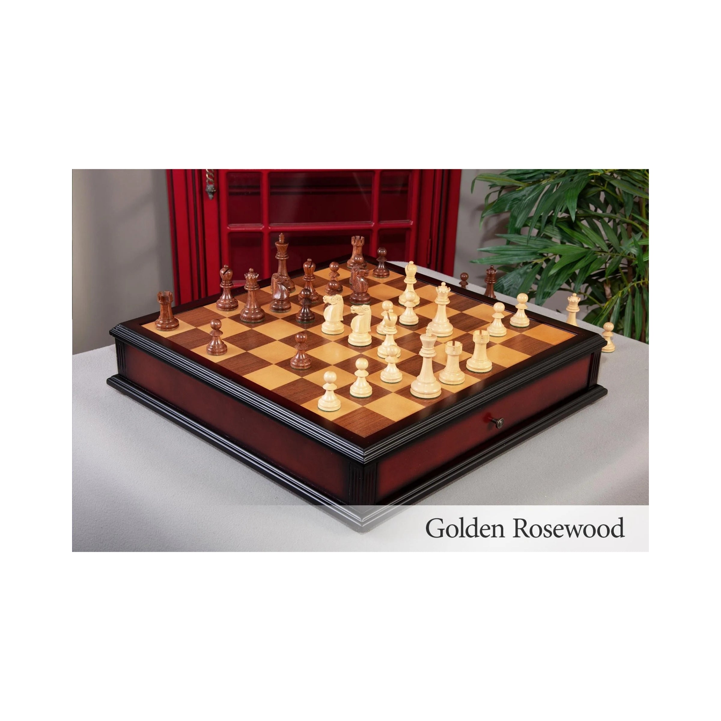 House Of Staunton Reykjavik II Series Tournament Chess Set and Tiroir Combination