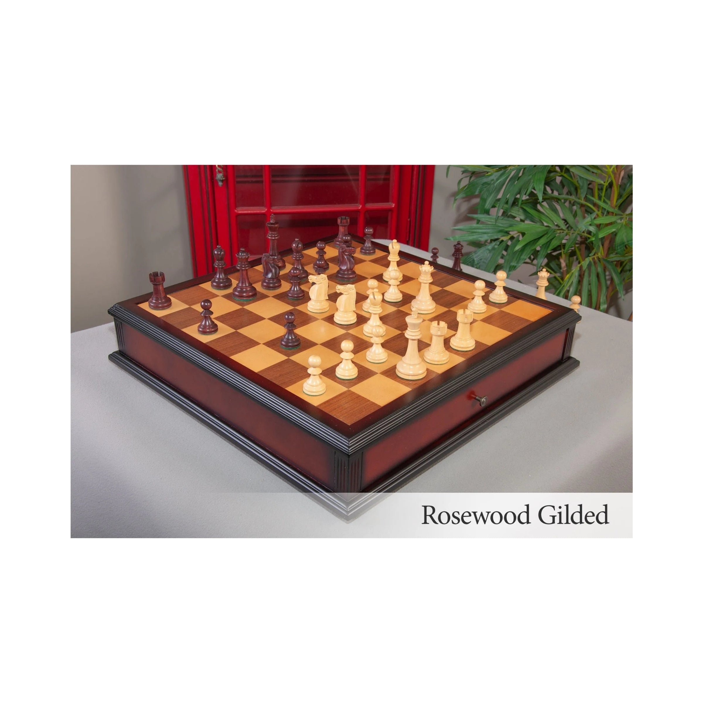 House Of Staunton Reykjavik II Series Tournament Chess Set and Tiroir Combination