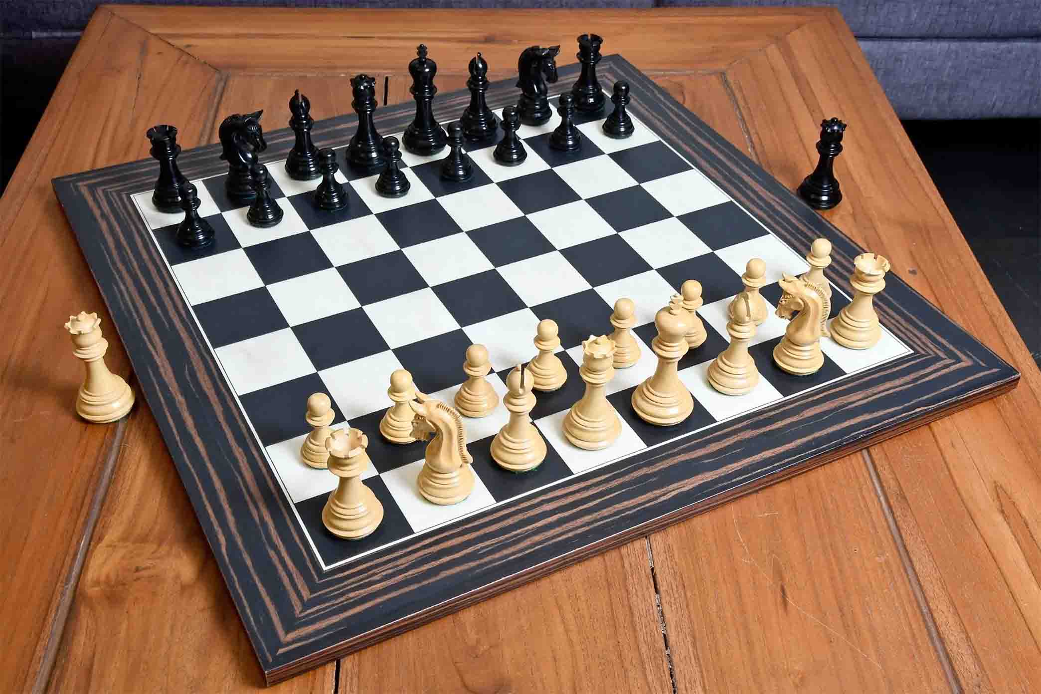 Knight carving detail on the New Imperial chess pieces in genuine ebony and boxwood