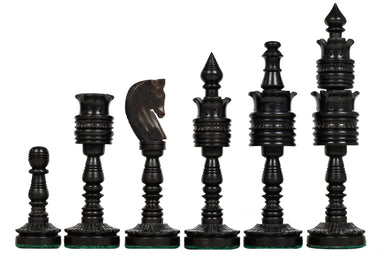 Ebony Lotus Series chess pieces, 156mm king, minimalist turned profile