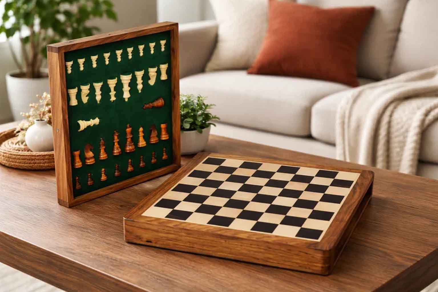 Sterling Chess 12 Inch Magnetic Travel chess set in genuine ebony and boxwood, 60mm king